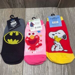 Batman Elmo Snoopy No Show Kids Socks SIZE 4-6 Boy Girl Unisex NWT